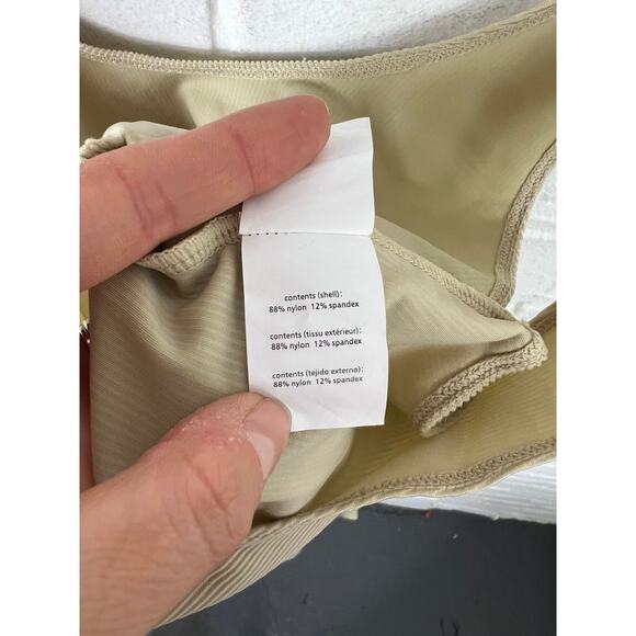 We Wore What Women's Stretch Moiré Jumpsuit Sleeveless khaki Size S NWT - Picture 7 of 8